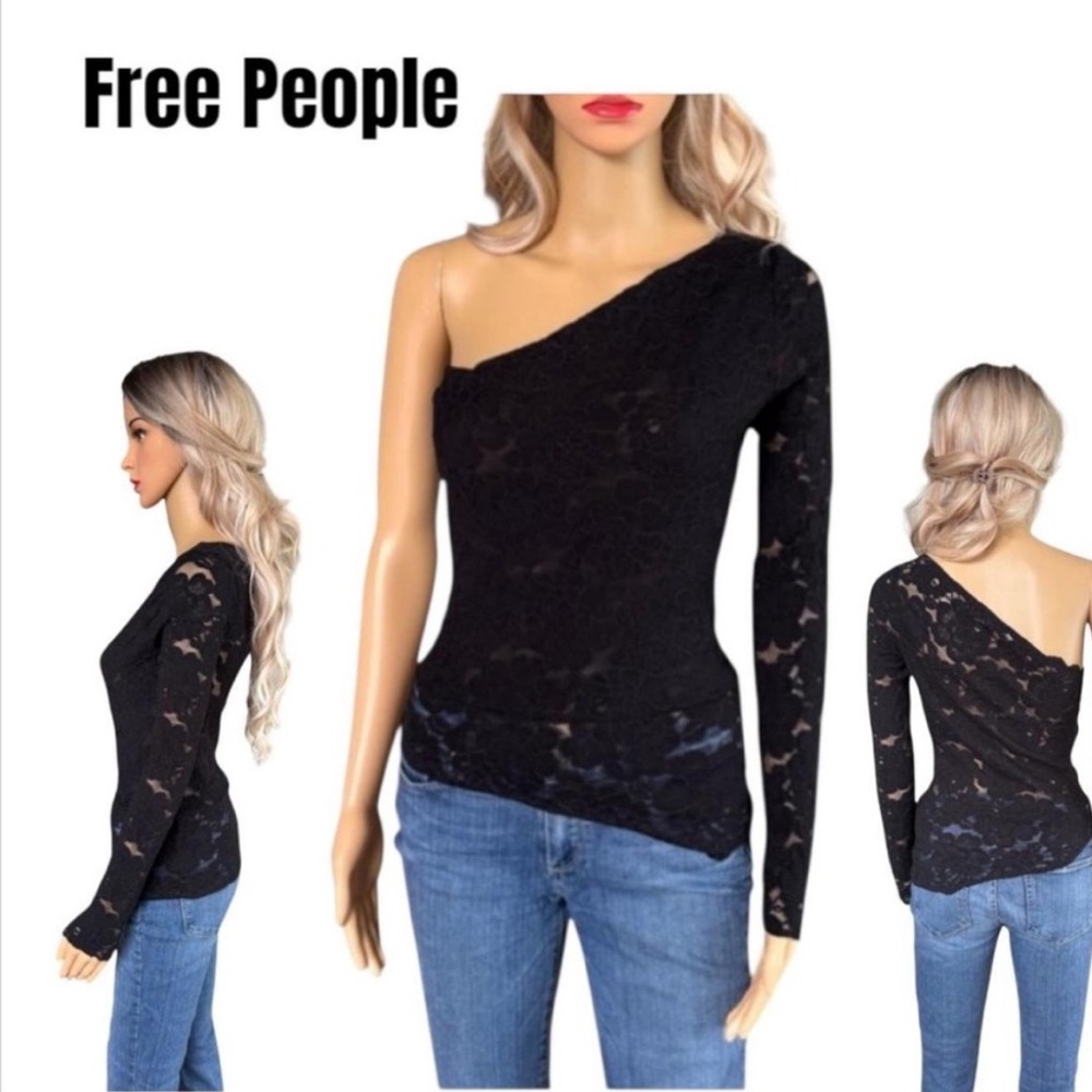 Free People Intimately Black One-Shoulder Top
